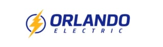 Orlando Electric company logo with blue lightning bolt icon and dark blue text